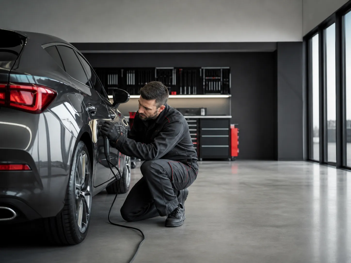 Lavorazione di carrozzeria su un'auto